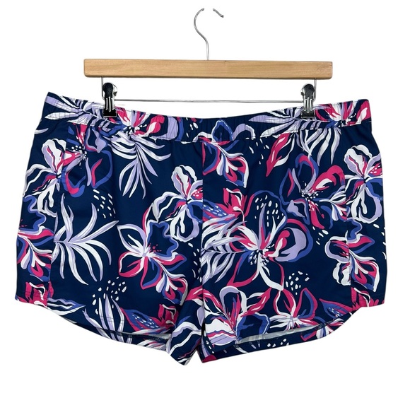Columbia PFG Tamiami Navy Pink Floral Quick Dry Active Shorts Womens XXL - Picture 1 of 10
